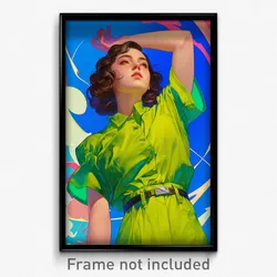 Movie Art Poster - Woman Feeling Adoration, Idealistic Green Shirt (Film Print)