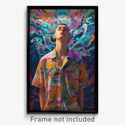 Art Poster - Man Feeling Patience, Multicolored Untucked Shirt (Art Print)