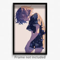Anime Art Poster - Boy Feeling Despair Wearing Attractive Short Jumpsuit (Print)