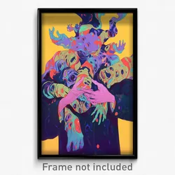 Art Poster - Crowded Body (Psychedelic Trippy Weird 11x17 Cartoon Print)