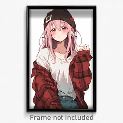Anime Art Poster - Man Feeling Hospitable, Whimsical Plaid Headwear (Print)