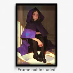Art Poster - Girl Feeling Vengeful Wearing Shadowy Purple Capelet (Art Print)