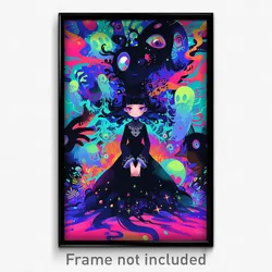 Anime Art Poster - Woman Feeling Troubled Wearing Cheery Black Dress (Print)