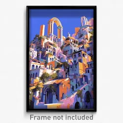 Art Poster - Crowded Acropolis (Psychedelic Trippy Weird 11x17 Cartoon Print)
