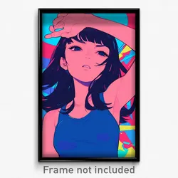 Anime Art Poster - Girl Feeling Exasperated Wearing Nice Blue Tank Top (Print)