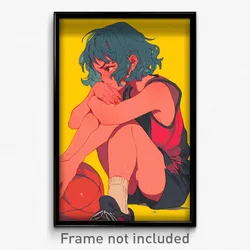 Art Poster - Girl Feeling Weak Wearing Bulky Basketball Uniform (Art Print)