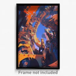 Art Poster - Exotic Roof (Psychedelic Trippy Weird 11x17 Cartoon Print)