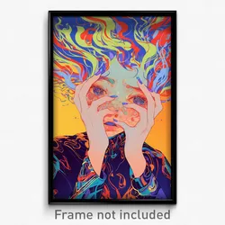 Art Poster - Woman Feeling Vicious, Elegant Multicolored Scarf (Art Print)