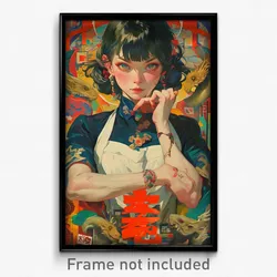 Chinese Movie Poster - Girl Feeling Greed, Fabulous White Apron (Art Print)