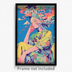 Art Poster - Woman Feeling Amusement Wearing Notable Summer Uniform (Print)