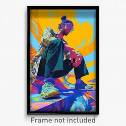 Art Poster - Man Feeling Confident, Kaleidoscopic Toeless Footwear (Art Print)