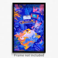 Art Poster - Urban Gaming Room (Psychedelic Trippy Weird 11x17 Cartoon Print)