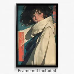 Movie Art Poster - Girl Feeling Enthusiasm, Wooden White Scarf (Film Print)