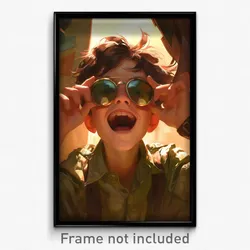 Art Poster - Boy Feeling Excited Wearing Hard To Find Sunglasses (Art Print)