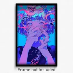 Anime Art Poster - Girl Feeling Self Motivated, Novel Aqua Headwear (Print)