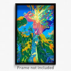 Anime Art Poster - Man Feeling Amusement Wearing Awesome Green Jacket (Print)