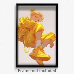 Anime Art Poster - Boy Feeling Joviality Wearing Yellow Yellow Footwear (Print)