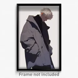 Art Poster - Boy Feeling Lazy Wearing Cluttered Grey Coat (Art Print)