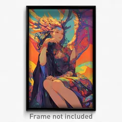 Art Poster - Woman Feeling Trust Wearing Fancy Dragon Wings (Art Print)