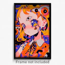 Anime Art Poster - Girl Feeling Alienation Wearing Klutzy Orange Vest (Print)
