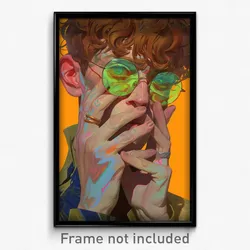 Art Poster - Man Feeling Courage Wearing Memorable Green Tinted Eyewear (Print)