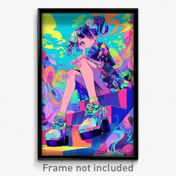 Anime Art Poster - Girl Feeling Confusion, Illustrious Toeless Footwear (Print)