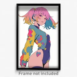 Anime Art Poster - Woman Feeling Sympathy, Admirable Multicolored Bodysuit
