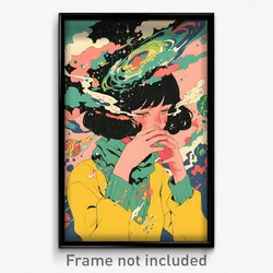 Movie Art Poster - Girl Feeling Sullenness, Modern Sleeves Rolled Up (Print)