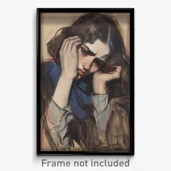 Art Poster - Woman Feeling Grief Wearing Fluid Neckerchief (Print)