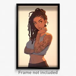 Anime Art Poster - Woman Feeling Amusement Wearing Enchanted Grey (Print)