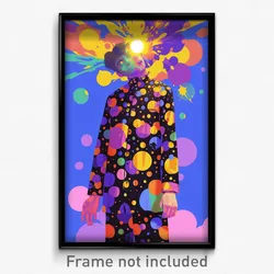 Art Poster - Man Feeling Surprise Wearing Creative Polka Dot Dress (Art Print)