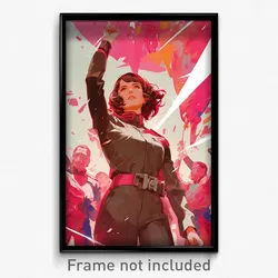 Movie Art Poster - Woman Feeling Triumphant, Brown Pink Collar (Film Print)
