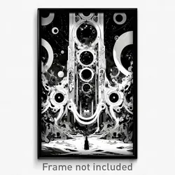 Art Poster - Black And White Tabernacle (Psychedelic Trippy Weird Cartoon Print)