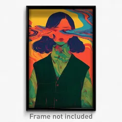Art Poster - Girl Feeling Insulted Wearing Gripping Green Vest (Art Print)