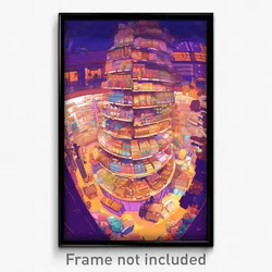 Art Poster - Enormous Grocery Store (Psychedelic Trippy Weird Cartoon Print)