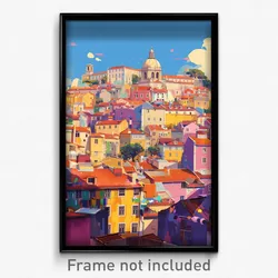 Art Poster - Metallic Lisbon (Psychedelic Trippy Weird 11x17 Cartoon Print)