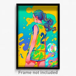 Anime Art Poster - Woman Feeling Bored Wearing Mellow Basketball Uniform (Print)