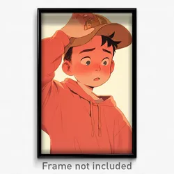 Art Poster - Boy Feeling Brazen Wearing Rosy Brown Headwear (Print)