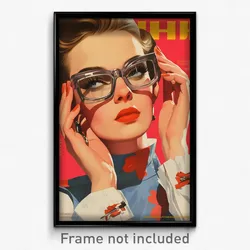 Russian Movie Poster - Woman Feeling Intrigued, Colorless Grey Framed Eyewear