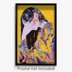 Art Poster - Girl Feeling Cynicism Wearing Acclaimed White Sleeves (Art Print)