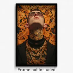 Art Poster - Boy Feeling Vicious Wearing Worldly Gold Necklace (Art Print)