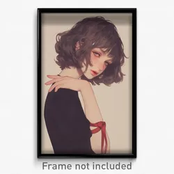 Anime Art Poster - Girl Feeling Isolated, Old Fashioned Arm Ribbon (Print)