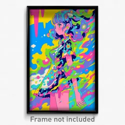 Anime Art Poster - Woman Feeling Unsure Wearing Classic Anime Clothes (Print)