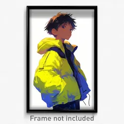 Anime Art Poster - Boy Feeling Remorse Wearing Vibrant Yellow Vest (Print)
