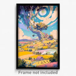 Art Poster - Whimsical Farm (Psychedelic Trippy Weird 11x17 Print)