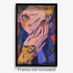 Anime Art Poster - Woman Feeling Puzzled Wearing Angelic Print Gloves (Print)