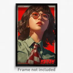 Korean Movie Poster - Girl Feeling Triumphant, Imaginative Checkered Necktie