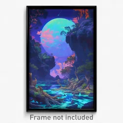 Art Poster - Impressive Lagoon (Psychedelic Trippy Weird 11x17 Cartoon Print)
