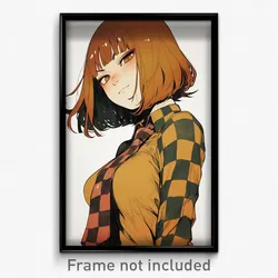 Anime Art Poster - Girl Feeling Contentment, Stupendous Checkered Necktie