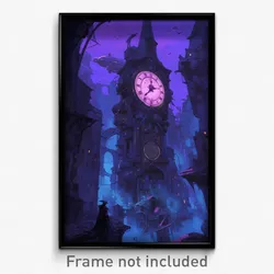 Art Poster - A Haunted Clock Tower Striking Midnight